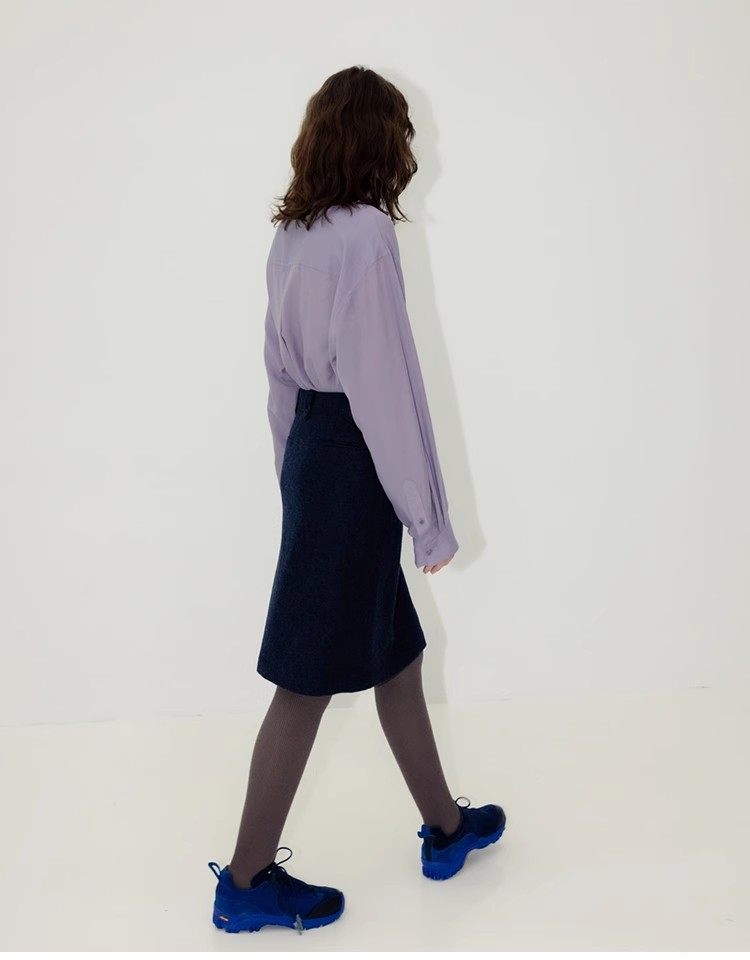 Nothing Written Long Sleeve Slightly Translucent Lavender Purple Shirt-KATE.