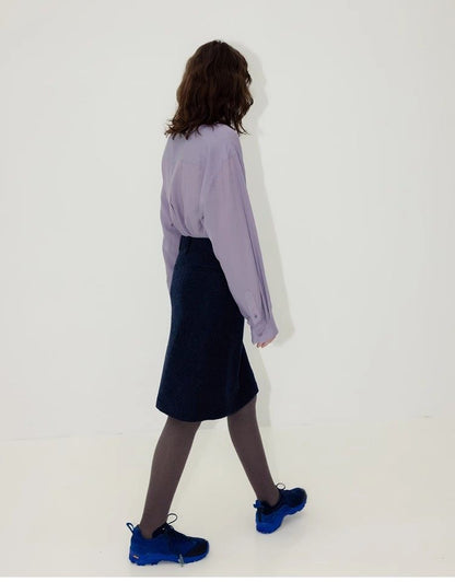 Nothing Written Long Sleeve Slightly Translucent Lavender Purple Shirt-KATE.