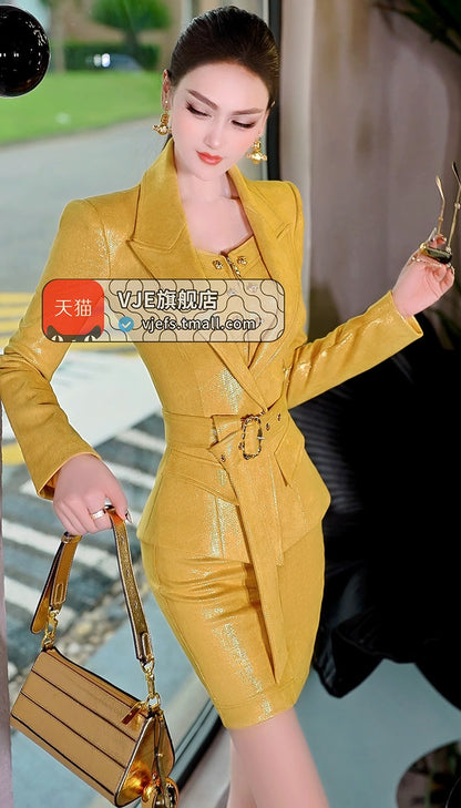 VJE  Two-Piece Jacket Hip Skirt 2-Piece OL Suit Skirt-JUNG.