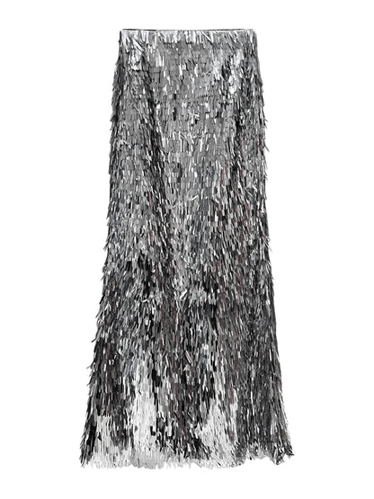 ANNAKIKI silver gray thorn sequin mermaid skirt skirt-CAROLINE