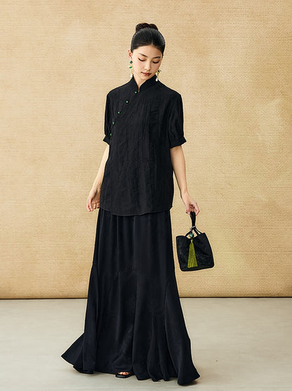 HECO Chinese style jacquard bubble summer silk cross-body top - PERFECT .