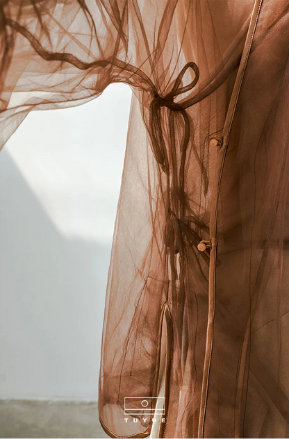 TUYUE Tulle Jacket New Chinese Morning Robe Three-Piece Set-WAYNE