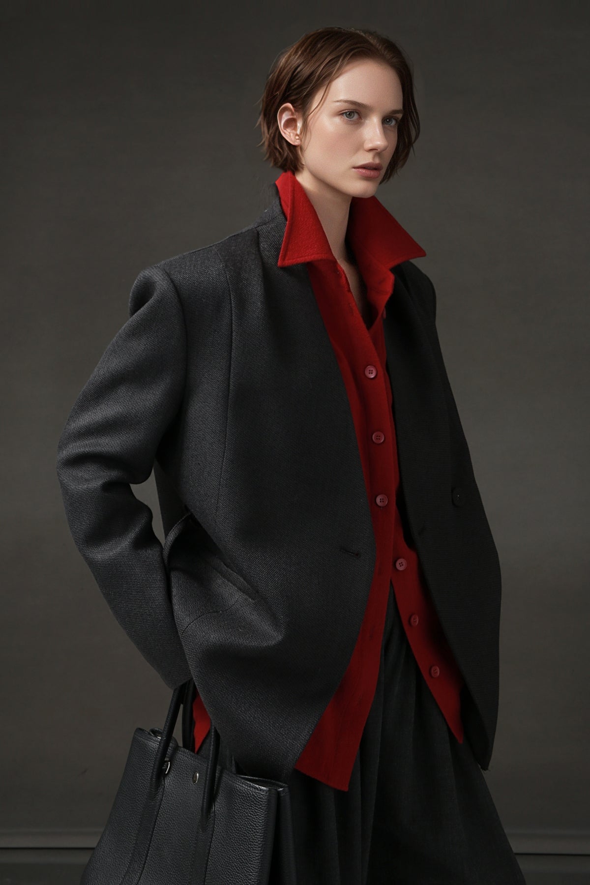 PIAOIN light style shoulder shirring elegant V-neck suit women's waist blazer-FATE