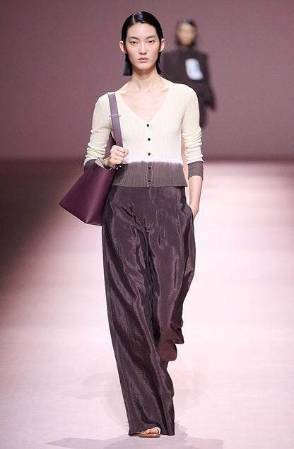 COMME MOI Lv Yan designer summer V-neck gradient pit strip knit cardigan - IAN.