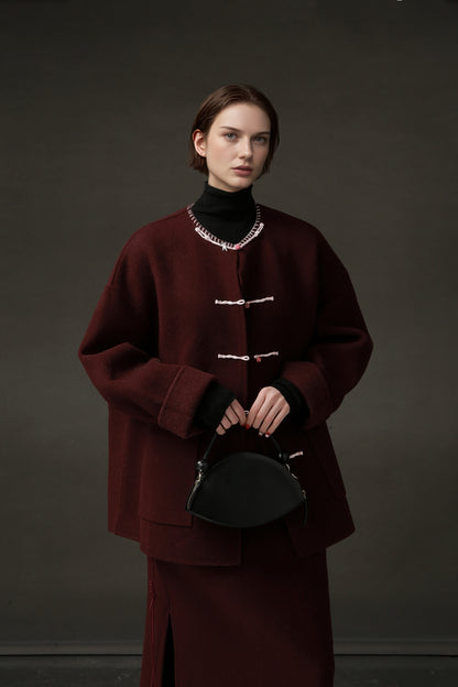 PIAOIN Elegant niche national style design sense woolen jacket -SENA