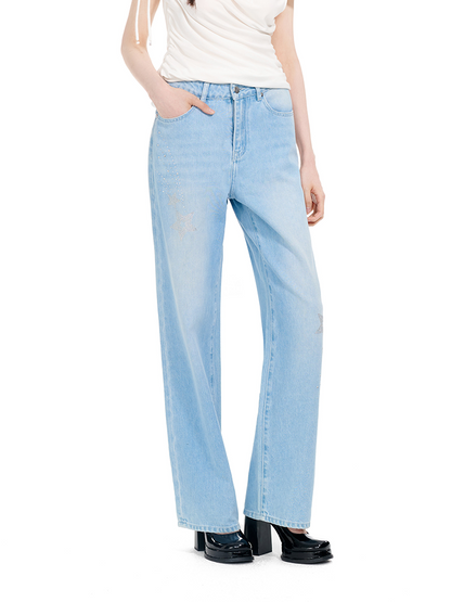 YES BY YESIR | Ye Qians Marilyn-Inspired Hot Diamond Embellished Jeans -TALLISSA.