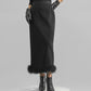 Huanzi custom ostrich black long pencil high-waisted skirt - Jei