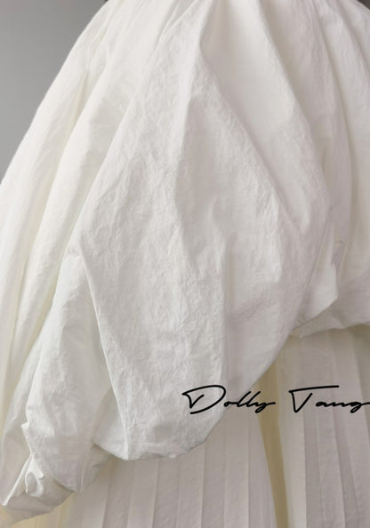 DOLLY Elegant White Tube Top Long Puffy High Waist Wedding Dress-GRACE  (V)