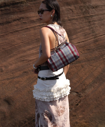 IUBALLET Steam Code Plaid Underarm Vintage Style Commuter Bag - ACHING.