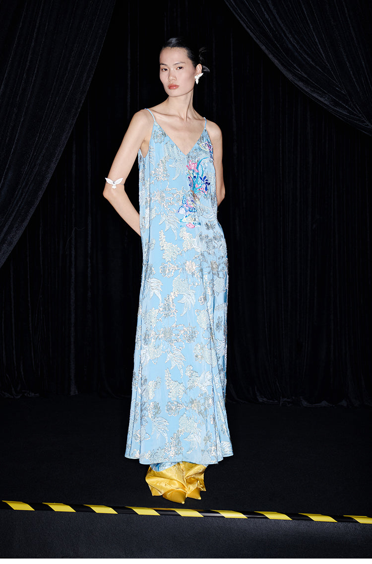 M essential Mackay designer butterfly embroidery bias slip dress pants - vuia wake.