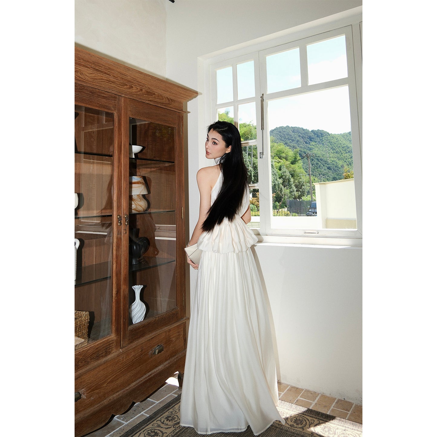 MEI SANGUAN turtleneck sleeveless pleated vest top A-line skirt two-piece set - BENARD