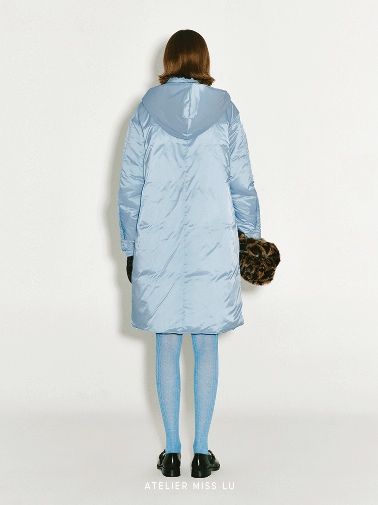 ATELIER MISS LU Glacier Blue Long Hooded Cotton Suit - GRACE