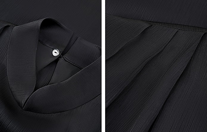 HECO acetate press-pleated cinched waist black white texture t-Shirt - NONE.