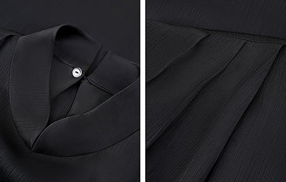 HECO acetate press-pleated cinched waist black white texture t-Shirt - NONE.