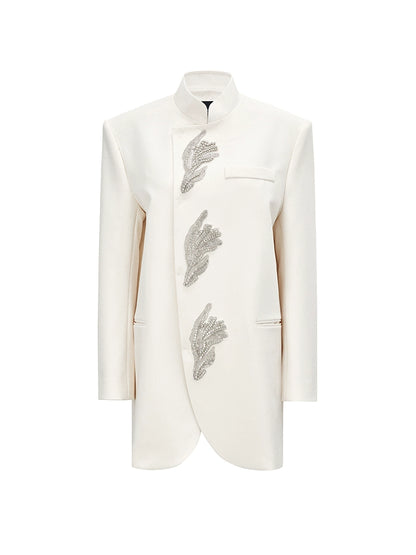 M essential Mackay designer Jiayang twill iris beads new Chinese silhouette suit - about.