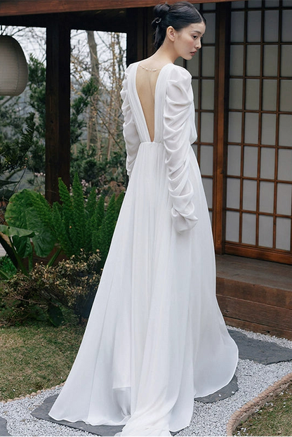 GOUDIN white bridal dress robe cool niche light luxury dress-NIMO.