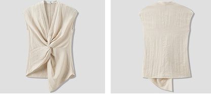 COMME MOI Summer V-Neck Sleeveless Kink Top - MERCY.
