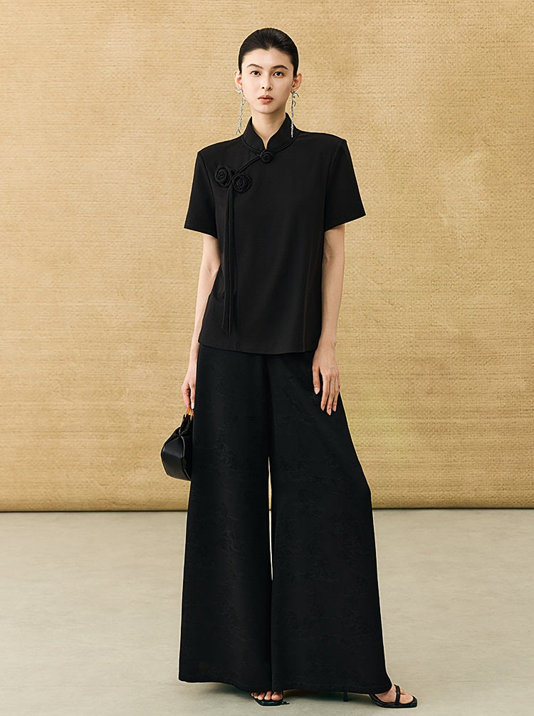 HECO Chinese high-end acetate jacquard drape slimming trousers - QUEEN.