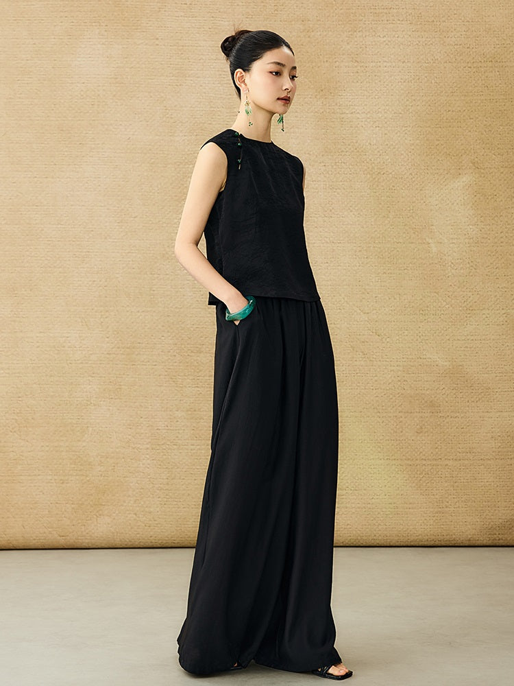 HECO Acetate High Waist Wide-leg Pants - TREY.