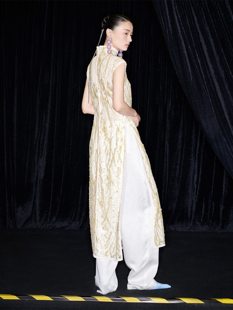 M essential Ma Kai designer brand Jinghui embroidered cheongsam long Dress - SANDRA.