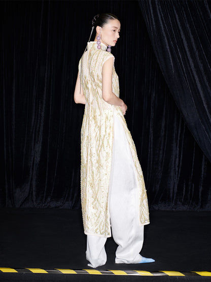 M essential Ma Kai designer brand Jinghui embroidered cheongsam long Dress - SANDRA.