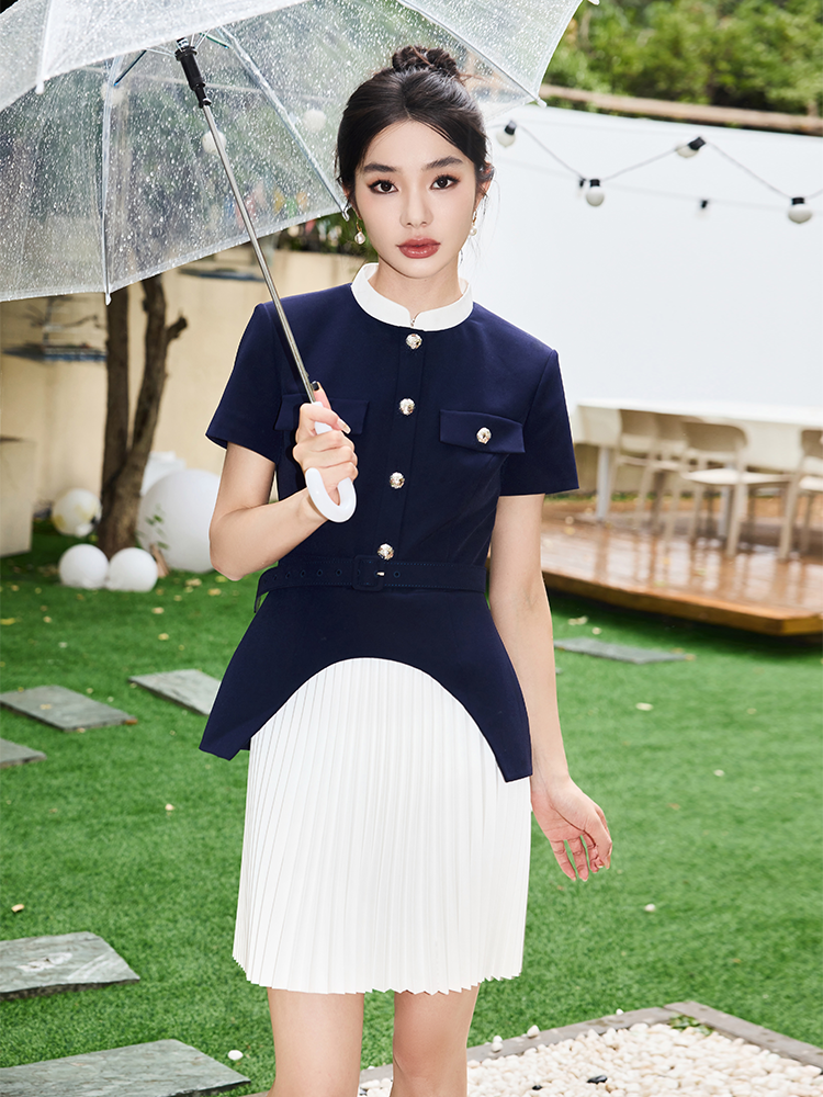 YES BY YESIR | Ye Qians  Artistic Patchwork Dress with Asymmetrical Hem  -DELILAH.