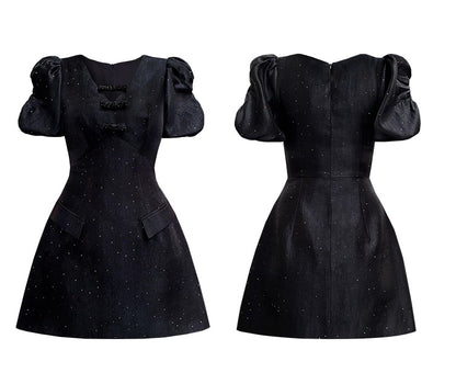 CHECOCRE Stubble customer design sense V-neck dress - FRACT.