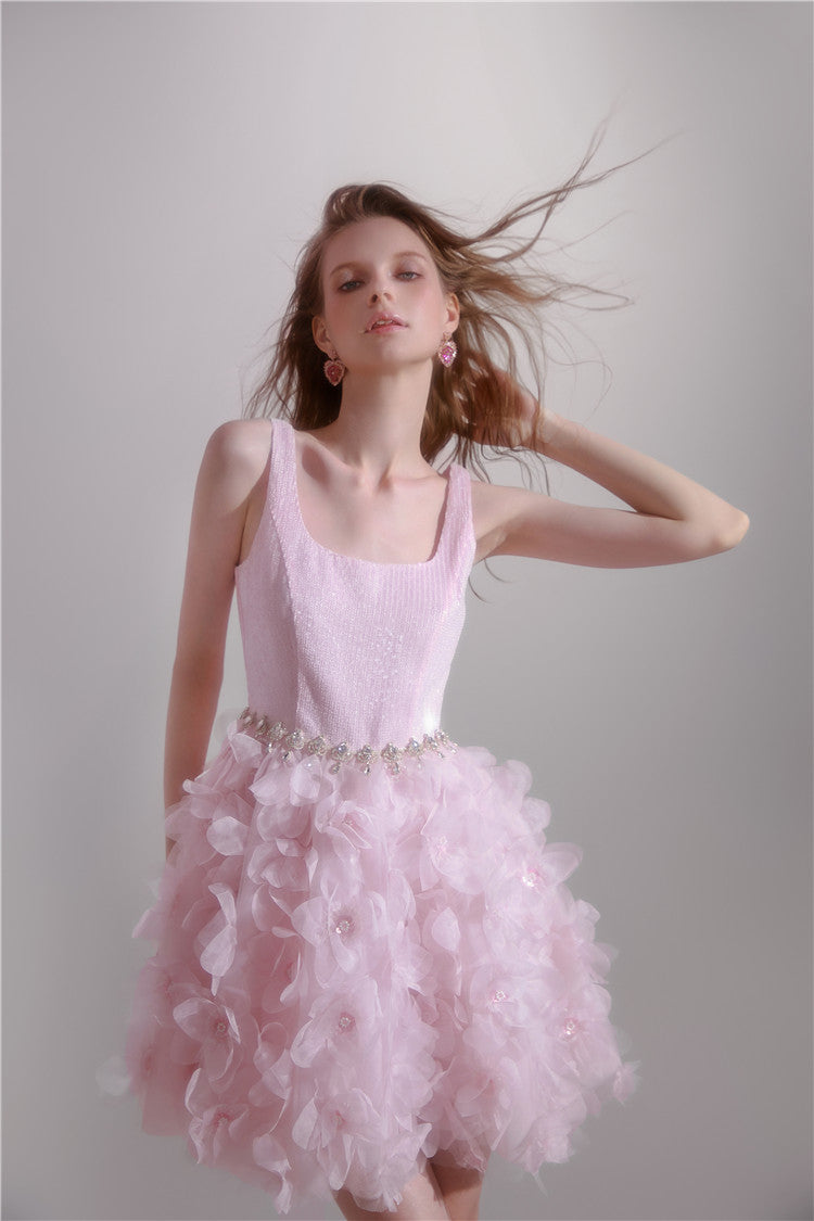 Wardrobes by Chen Elegant Pink Long Sleeve Short Jacket/Ruffle bridal Dress-Maggy