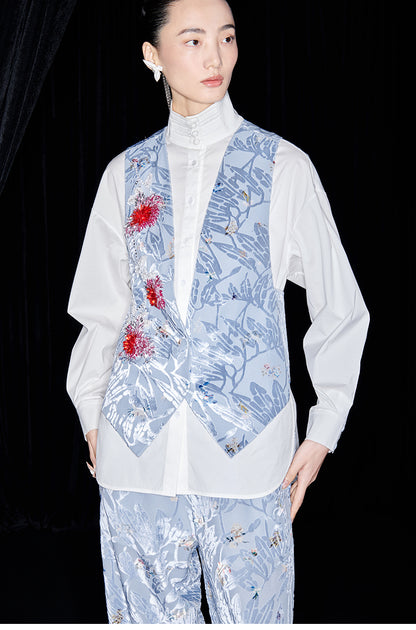 M essential Mackay designer embroidered eight treasures sedum vest -Haruyama