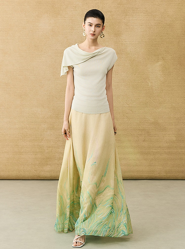 HECO Chinese temperament asymmetrical floating collar sleeveless base knit sweater - QUER.