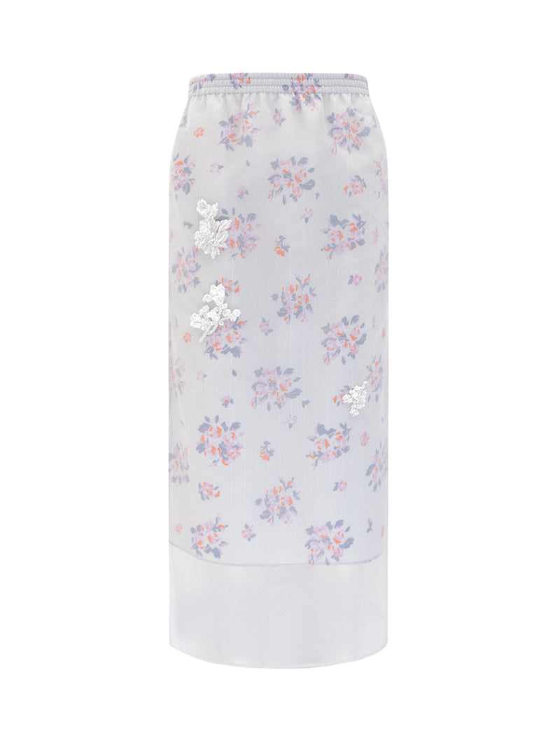 M essential Ma Kay designer Jinghe printed fabric floral nail beads top - JULY.