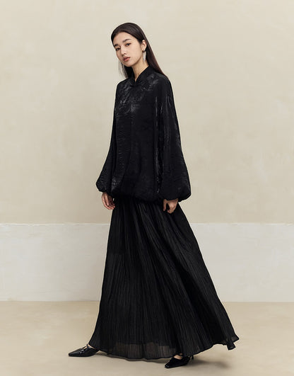 HECO Jacquard Stand-Collar Shirt Top Women - hand.