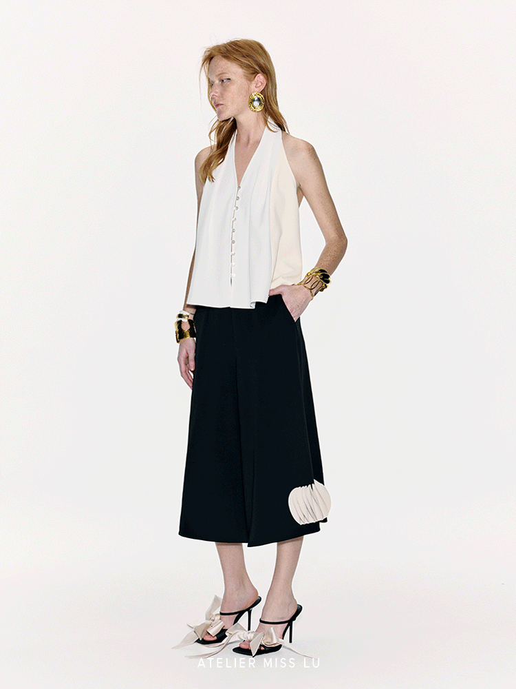 ATELIER MISS LU  color-block design backless halterneck A-line vest top - ENERGY