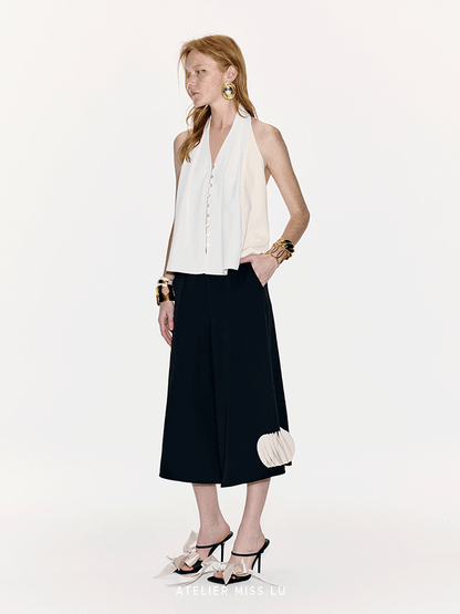 ATELIER MISS LU  color-block design backless halterneck A-line vest top - ENERGY