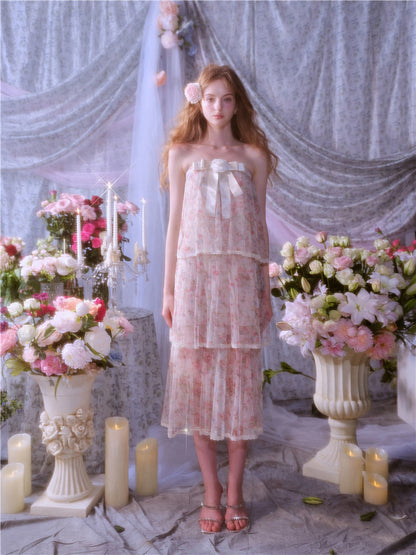 Wardrobes by Chen Luxury Floral Tube bow Maxi Summer Dress-Marilyn