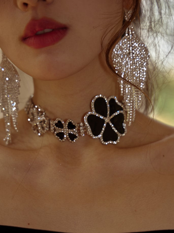 DOLLY High End Full Diamond Tassel Chic Earring-BOMA