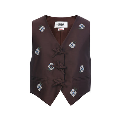 FAME pastoral flower embroidery horse clip small top
