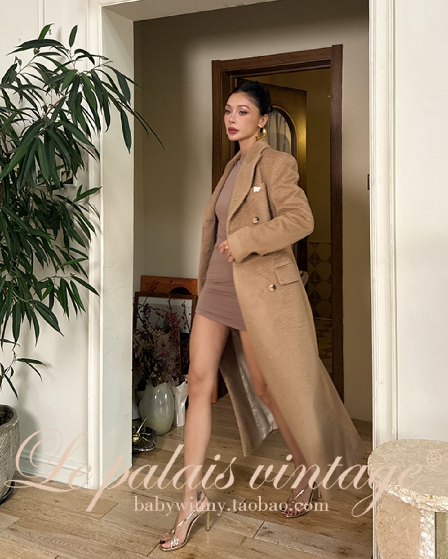 Le Palais Vintage Elegant Brown Aysmmetrical Wrap Short/ Long Dress-POA.