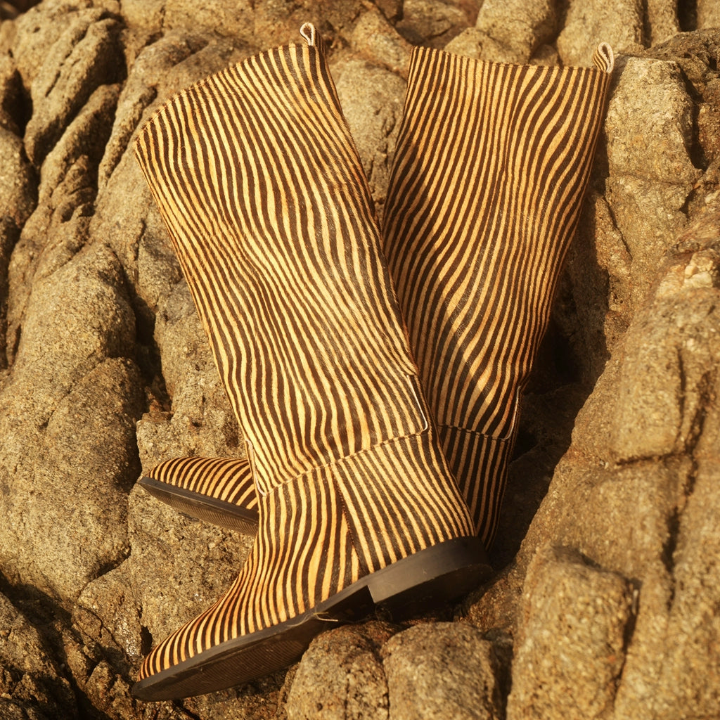 B-FEI Gold Stripe High Boots-MICHI.