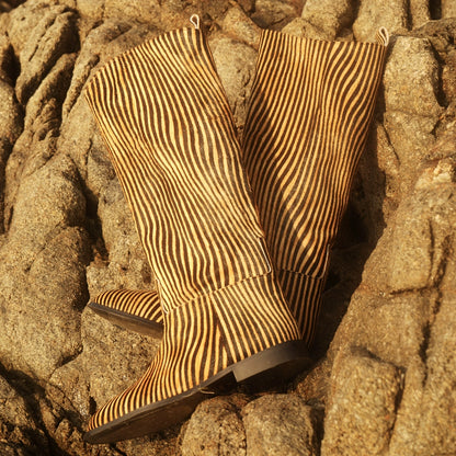 B-FEI Gold Stripe High Boots-MICHI.