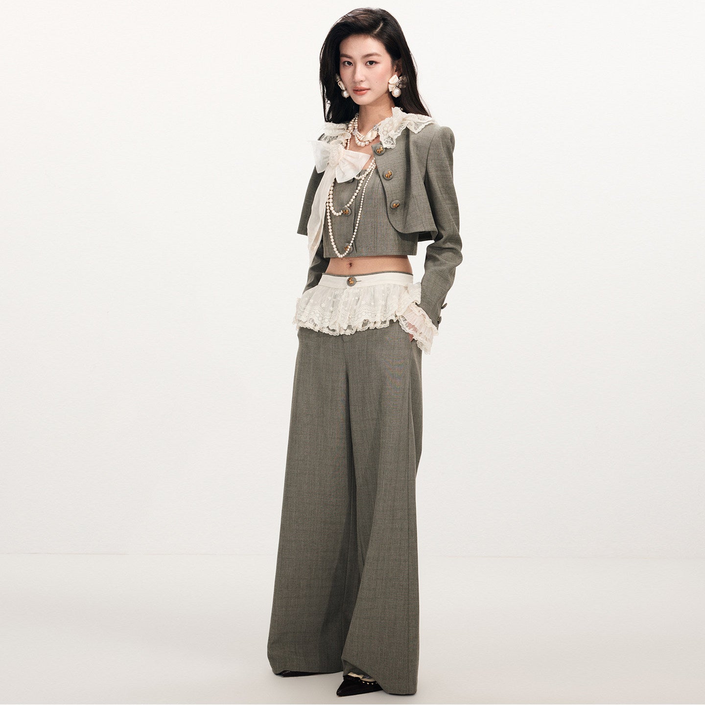 FAME Embroidered Trim Casual Straight Wide-leg Pants - LINNEA.