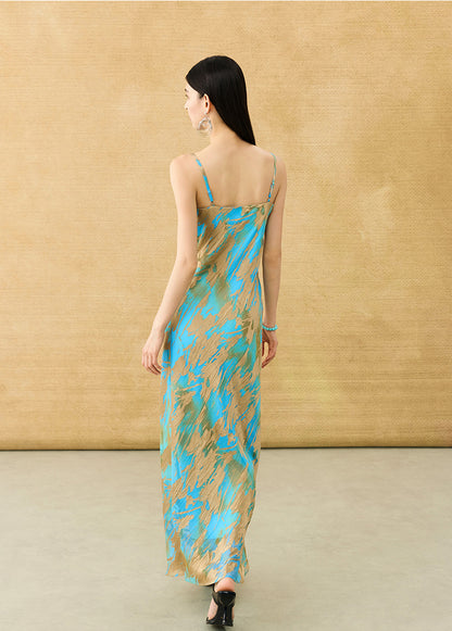 HECO Chinese style devored flower suspender dress - SKY.