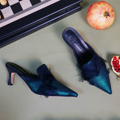 B-FEI Elegant Kitten Heel Slippers-NIKO.