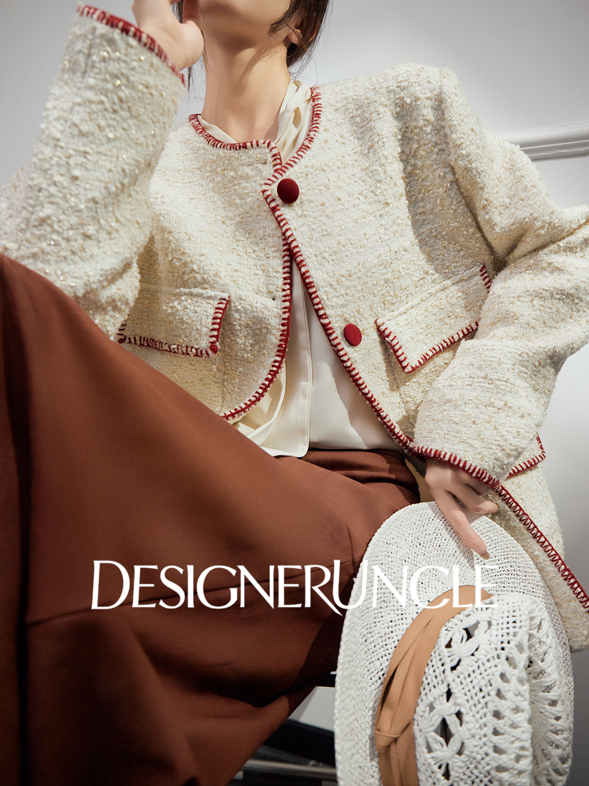 DGU|Off-white woolen jacket fragrance design jacket retro cropped top - SUDDEN.