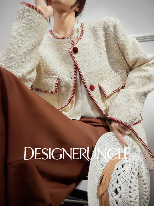 DGU|Off-white woolen jacket fragrance design jacket retro cropped top - SUDDEN.