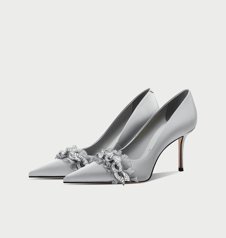 pjjuu french gray stiletto pumps heels  - Meric