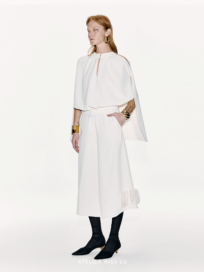 ATELIER MISS LU Off-the-Shoulder Slit Long-sleeved Silhouette Top - MARTY