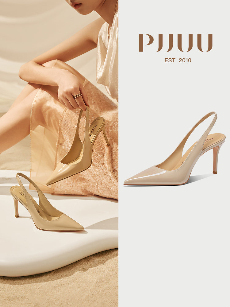 Pjjuu Nude Patent Leather French Stunning Sandals - TEMP