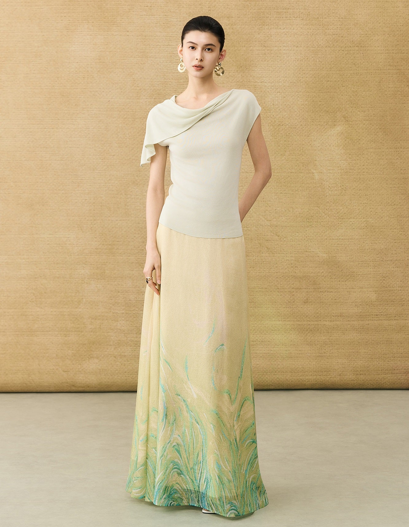 HECO Chinese temperament asymmetrical floating collar sleeveless base knit sweater - QUER.