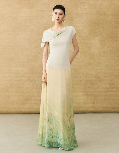 HECO Chinese temperament asymmetrical floating collar sleeveless base knit sweater - QUER.